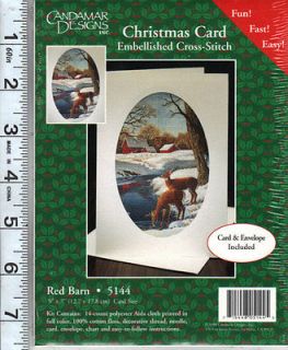 Barn ~ Candamar Designs~ ~Christmas Card Cross Stitch Kit ~ 5 X 7