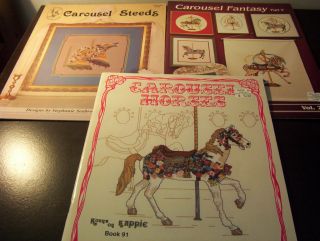 CAROUSEL STEEDS FANTASY HORSES COUNTED CROSS STITCH CHARTS PATTERNS