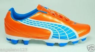 PUMA V5.10 II FG Futbol Soccer Kids Shoes Orange Blue White Youth Size