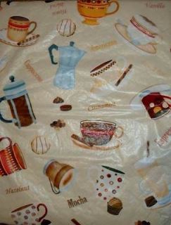 RETRO,COFFEE,C UP, CAFE,LATTE,BIS TRO, TABLECLOTH,NEW 