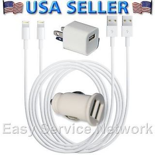 8pin to USB Cables w FAST Dual Car & Wall Charger Adapter for