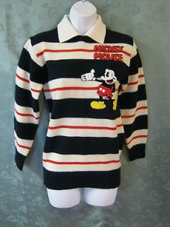 VTG 60s Mickey Mouse Sweater Size Medium Striped Crewneck EUC