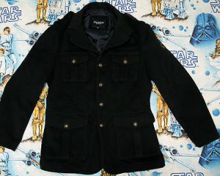 HACKETT London NAVY WOOL PEA COAT Men XL jacket blue