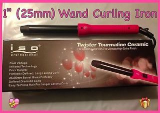 ISO Tourmaline Ceramic Wand Curling Iron 25mm (1) +GLOVE for long