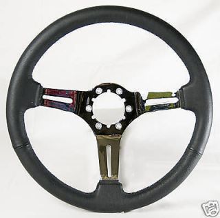Newly listed 1963  82 Corvette Steering Wheel Black Leather w/chrome