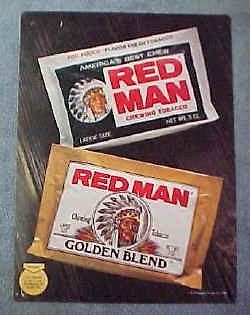 Red Man Chewing Tobacco Sign Golden Blend   Used
