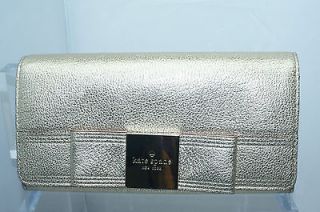 Kate Spade Shannon Primrose Hill Gold Metallic Leather Bifold Wallet