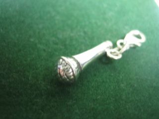 Sterling Silver MICROPHONE KARAOKE MUSIC Charm Pendant   Clip on Charm