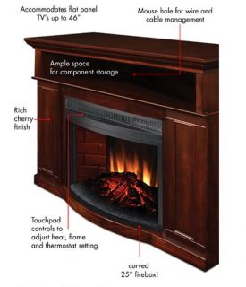 Cherry Wood Electric Infrared Fireplace Heater Media Entertainment TV