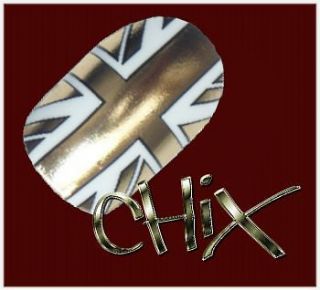 CHIX Nail Wraps Foil Gold Union Jack Queens Diamond Jubilee London
