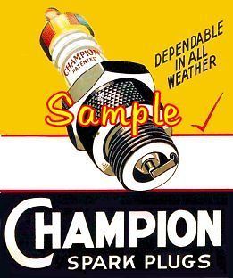 Champion Spark Plug 3x4 Gasoline Decals Gas Oil Vinyl Stickers Signs