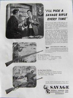 1951 SAVAGE ARMS CORPORATION MODELS 6 & 99 RIFLES AD   Utica NY