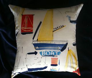 Custom Made Pillow Case Nautical Kids Boats Cotton Fabric 20 x 20