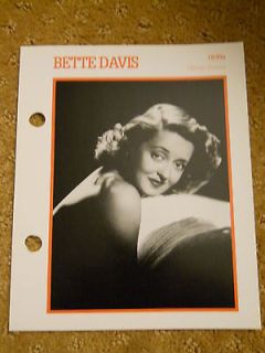 BETTE DAVIS ATLAS MOVIE STAR PICTURE BIOGRAPHY CARD