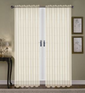 SHEER VOILE TAILORED CURTAINS 84 LONG IVORY BONE BEIGE