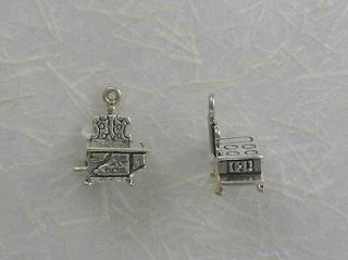 Sterling Silver Old Time Cook Stove Charm, New