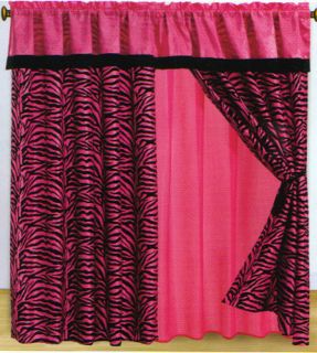 Zebra Animal Print Flocking Window Curtain Set Bed in a Bag Bedding