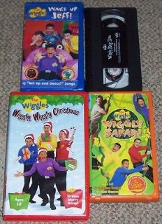 THE WIGGLES ~ Lot of 4 Videos VHS ~ Wake Up Jeff Wiggly Safari ++