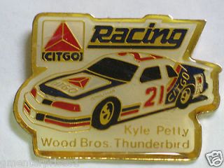 Kyle Petty Wood Bros Race Team Thunderbird Automobile Racing Pin RARE
