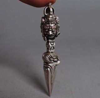 FACE Akshobhyavajra Phurba CHU Dagger Tibet Buddhist silver plate