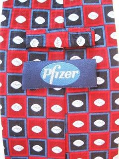 necktie tie PFIZER VIAGRA little blue pills Navy Red Background Silk