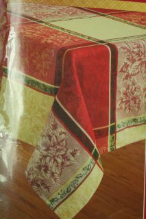 Christmas Classic Holiday TABLECLOTH Red Green Gold Oblong Oval 52x70