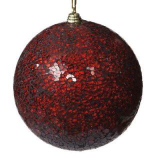 Large Red Mirrored Ball Glass Holiday Christmas Ornament 5 inches