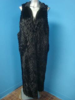 INCREDIBLE SHINY Black MINK Fur Long Vest Liner   LOOK