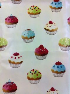 WIPEABLE PVC PLASTIC TABLE CLOTH OIL CLOTH TABLE PROTECTOR CUPCAKES