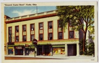 Old CADIZ Ohio Postcard GENERAL CUSTER HOTEL George