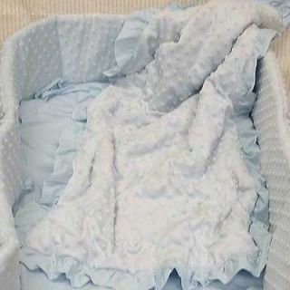 Soft Solid Light Blue Baby Boy Minky Dot Polyester 3p Nursery Cradle