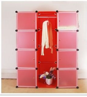 Deluxe Red Diy Plastic Shelving Unit Storage wardrobe closet