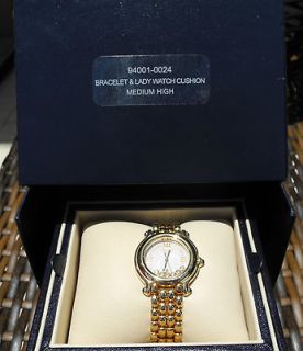 CHOPARD HAPPY SPORT GOLD WATCH WITH DIAMONDS AND SAPPHIRES   PRICED