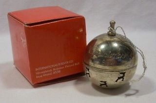 1994 International Silver Silverplated Reindeer Pierced Christmas Ball