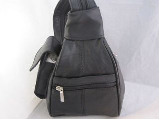 BAG SMALL GIRLS CUTE GENUINE LEATHER BLACK WITH CELL PHONE POCKET NEW