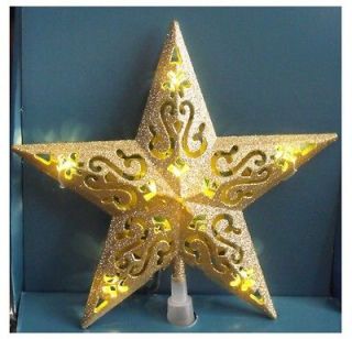 CHRISTMAS LIGHTED VICTORIAN STYLE GOLD STAR TREE TOPPER TOP LIGHT