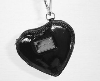 Michael Kors Jet Set Heart Shape Coin Purse Black Patent Leather