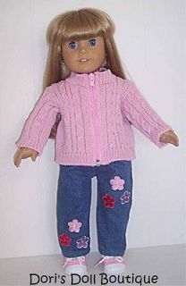 Doll Clothes fits American Girl * PINK CABLE KNIT SWEATER / TOP