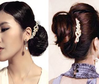 Girls rhinestone crystal French twist hair comb wedding hair clip