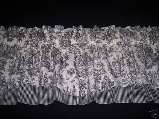 BLACK ON WHITE~WAVERLY Rustic Toile/CK Valance CURTAINS