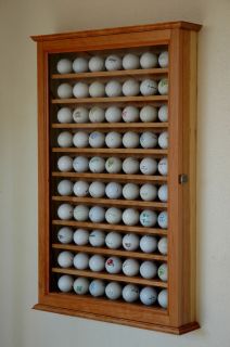 70 Golf Ball Display Case Rack Wall Cabinet Cherry Hardwood