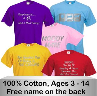 CHILDRENS HORSE RIDING CLOTHES FUNNY SLOGAN T SHIRTS