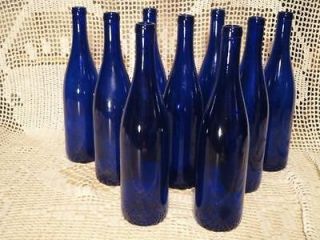 Cobalt Blue GLASS (9) Graceful RARE WINE BOTTLES 750 ML Gorgeous DARK