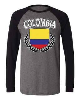 Colombia Coat Of Arms Long Sleeve Baseball T shirt Olympic Colombian
