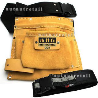 Leather Electrician Carpenter Tool Pouch Nail Hammer Loop + BELT