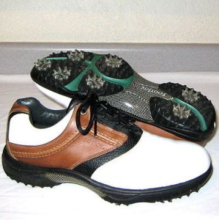 Waterproof LEATHER Saddle GOLF Club SHOES Soft SPIKES Men size 9
