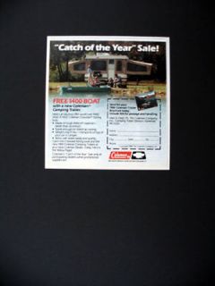 Coleman Camper Trailer Free Boat Offer 1984 print Ad