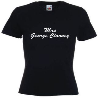 Wife Mrs George Clooney Ladies Fitted Black T Shirt BN