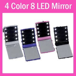 Mini Pocket Pocker Compact Mirror w/ 8 LED Light Lamps for Lady