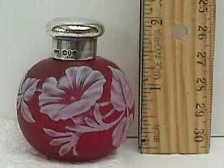 Antique English Thomas Webb Cameo Glass Morning Glory Perfume Bottle w